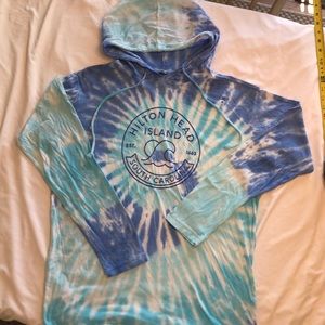 MV sport hoodie men’s small  NWT Hilton Head Island logo tie dye blues